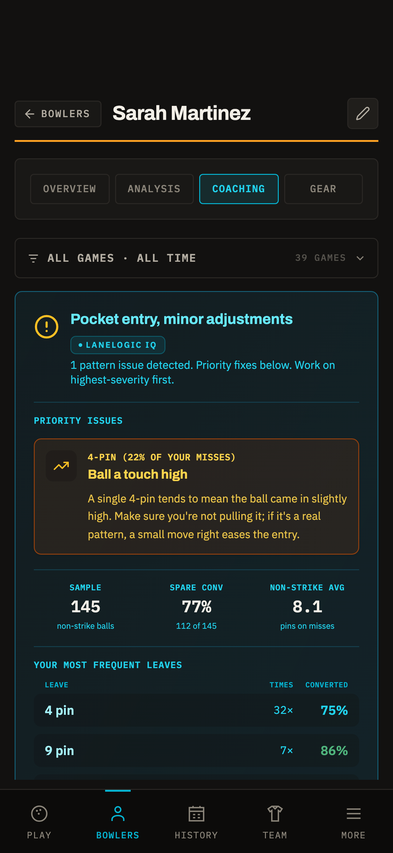 Coaching Insights screen